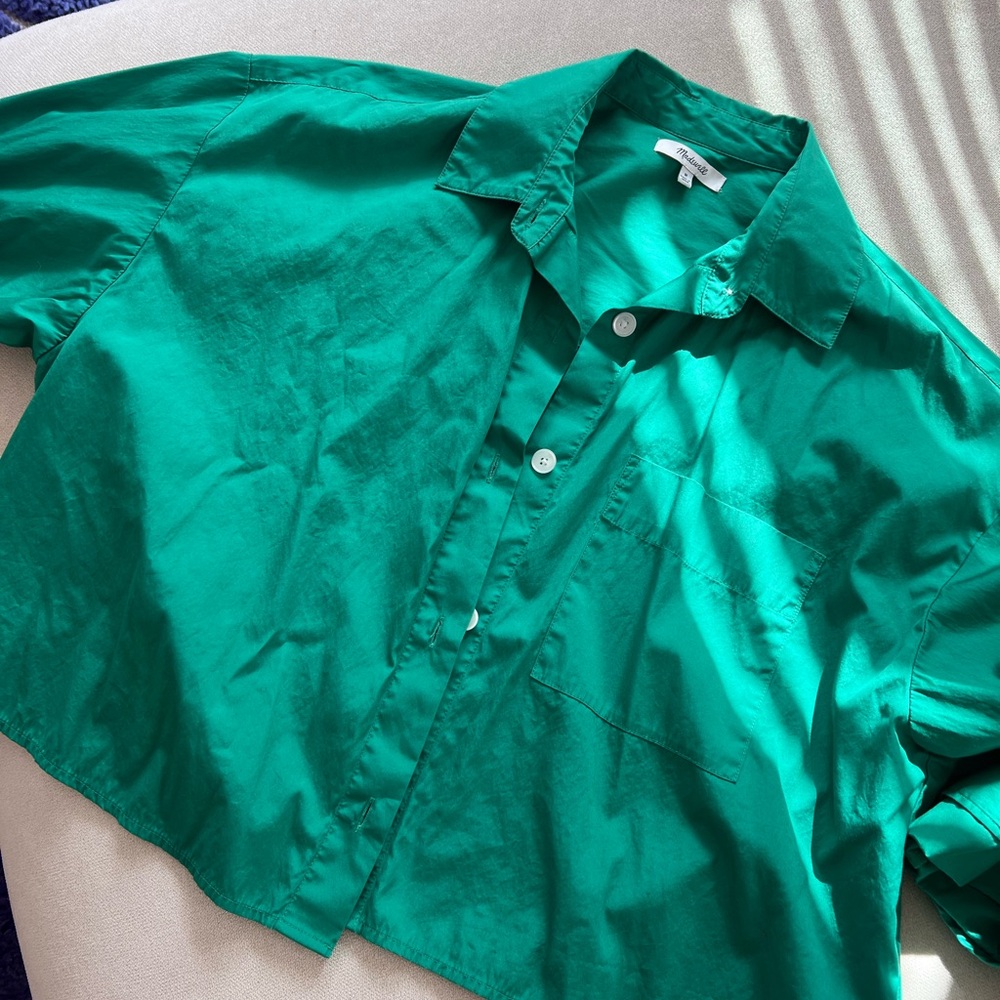 Vibrant Green Button-Up Shirt from Madewell